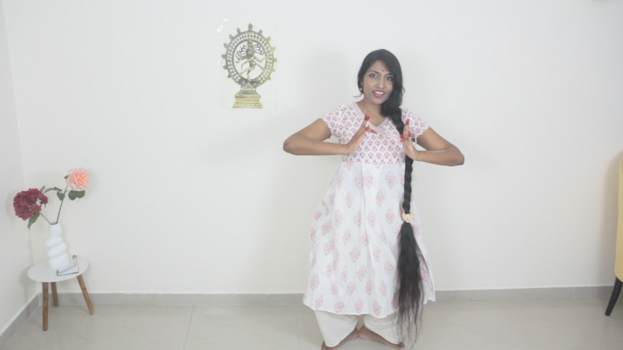 Basics of Bharatnatyam - Visharu adav step 1 | Lesson 38| Veena's Bharatnatyam
