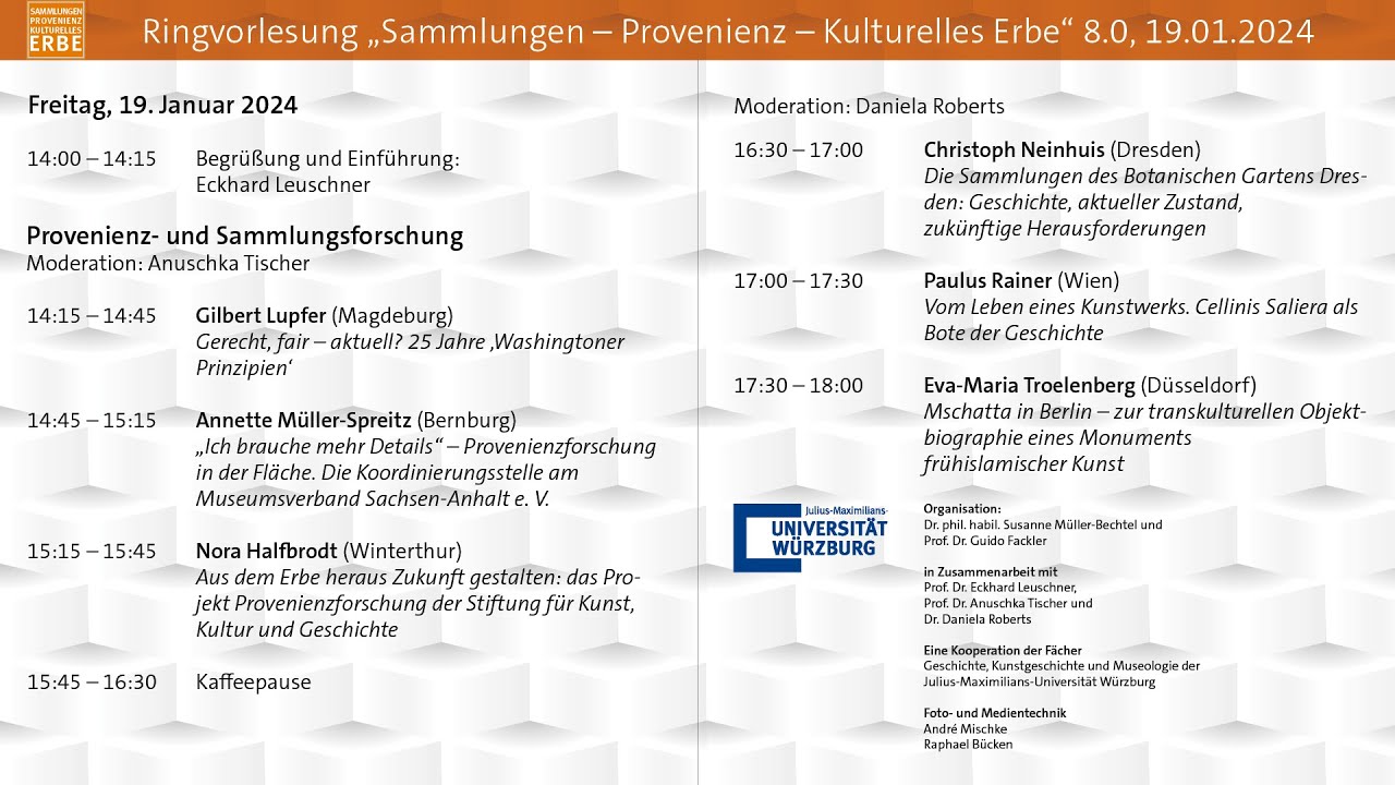 Sammlungen &ndash; Provenienz &ndash; Kulturelles Erbe 8.0 am 19.01.2024