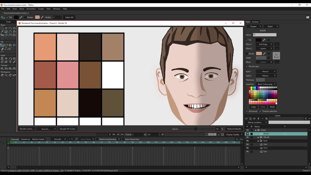 How to Draw in Moho Pro (Anime Studio):  Sketching to Final touches | moho tutorials Facial Features