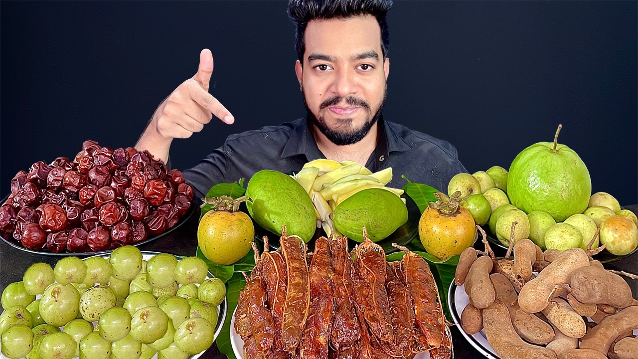 ASMR EXTREME SOUR TAMARIND, GREEN MANGO EATING | ASMR FRESH FRUIT PLATTER|ASMR COLORFUL FRUIT PLATTE