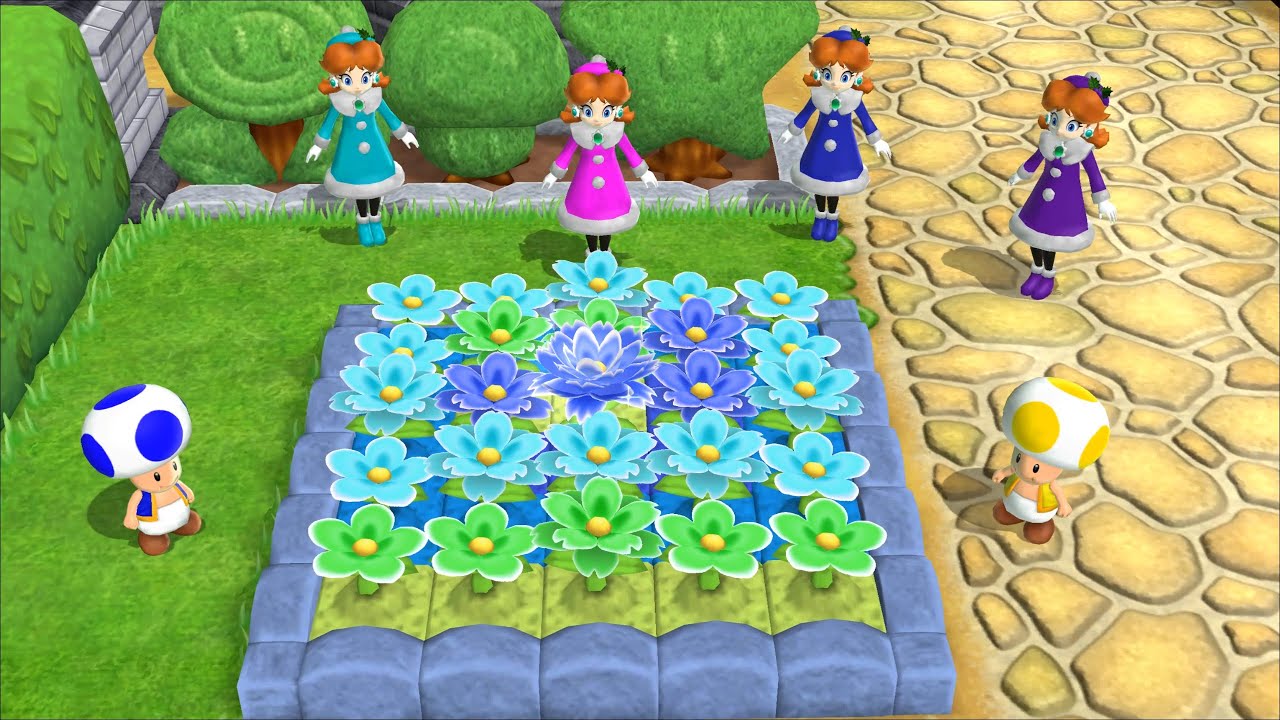 【マリオパーティ9】ガーデンバトルピンクデイジーvsブルーデイジーvsインディゴデイジーvsシアンデイジー(COM最強 たつじん)