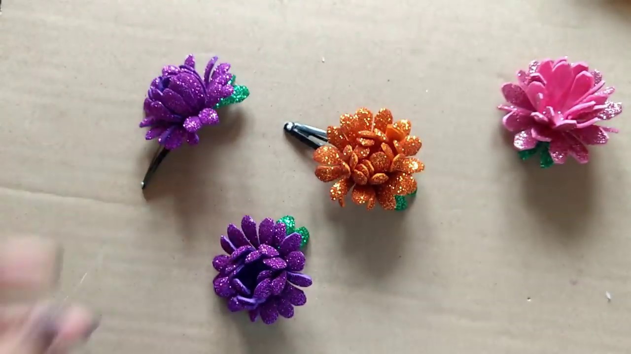 Foam flowers with glitter foam sheet