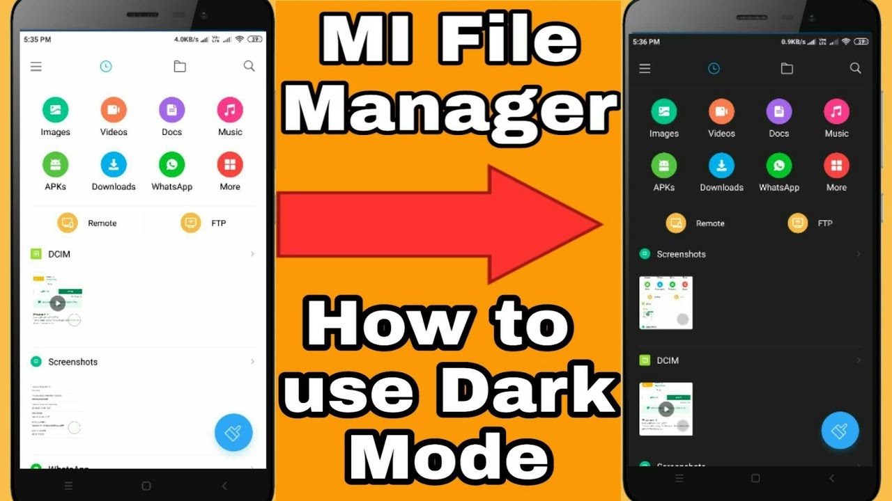 How to use dark mode in MI File Manager