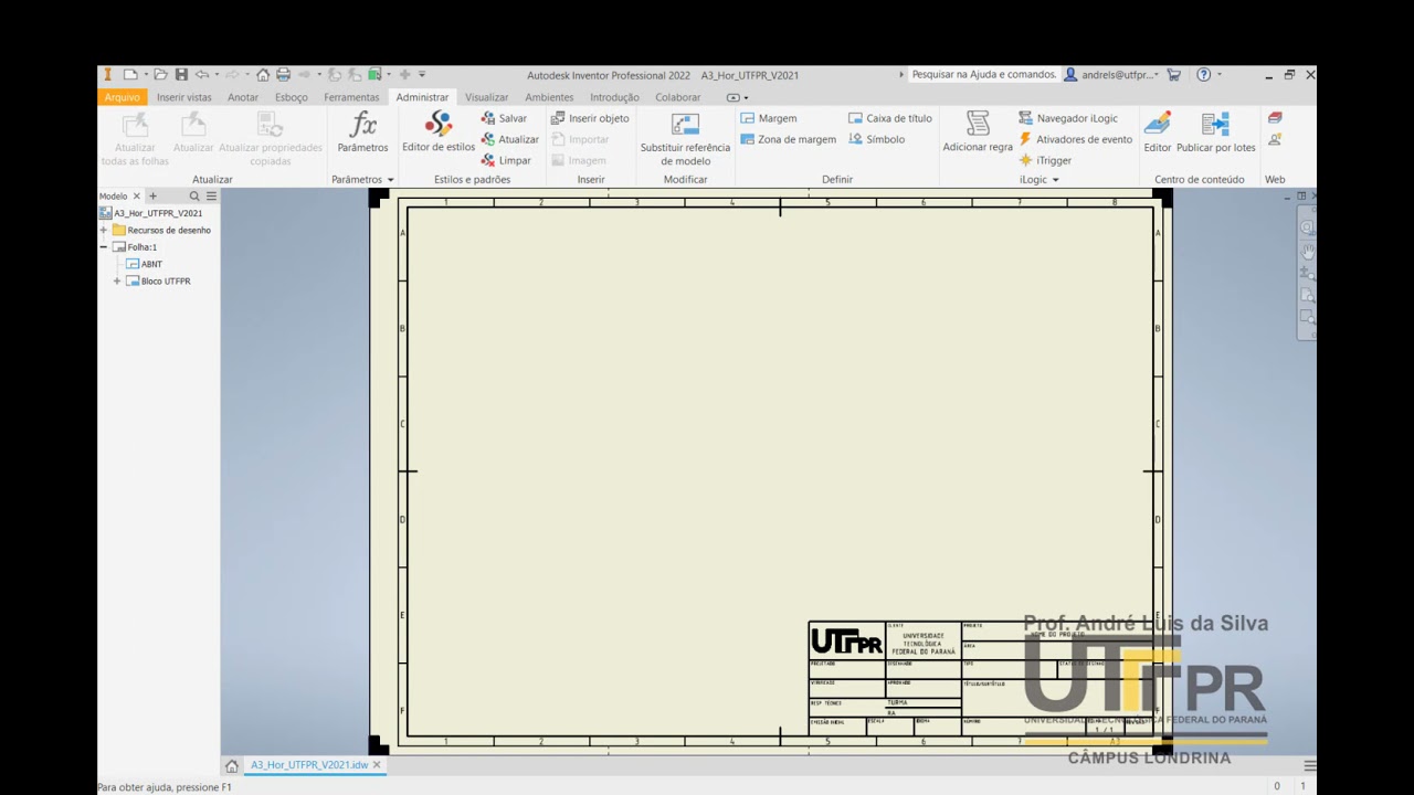 Inserir template no Autodesk Inventor Professional