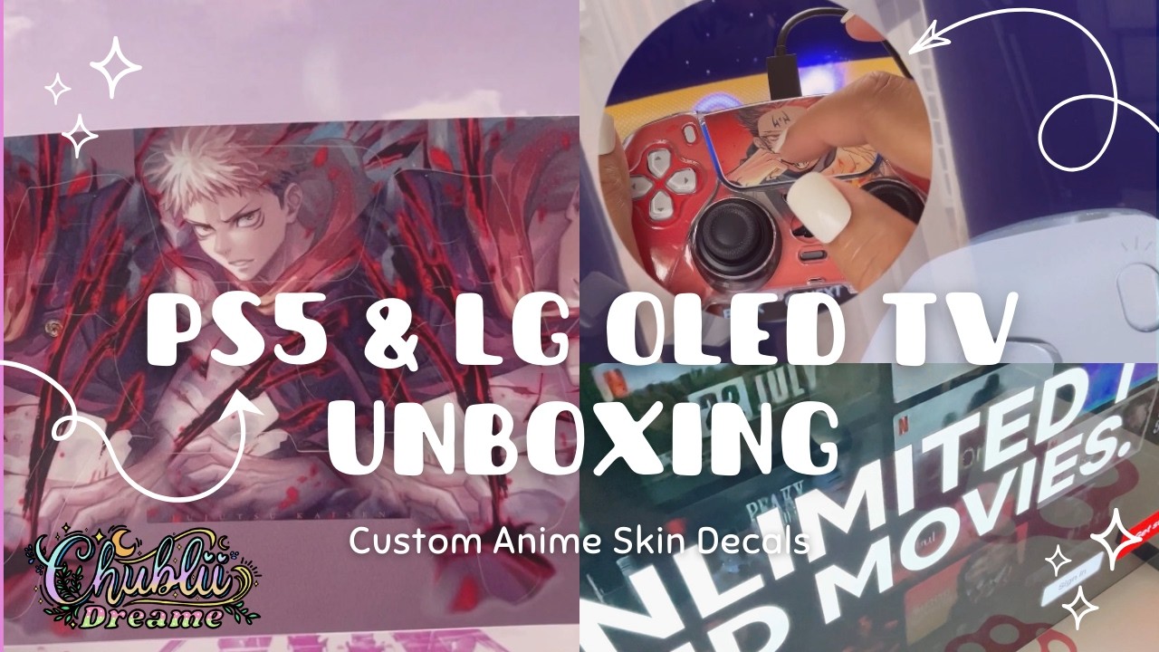 PS5 & LG OLED TV Unboxing + Anime Custom Skin Decals | ASMR