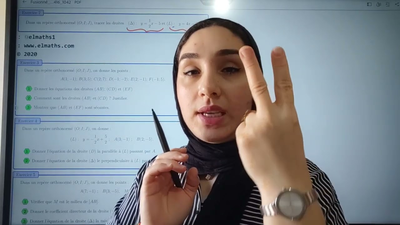 Equation d'une droite !تصحيح السلسلة الشهيرة