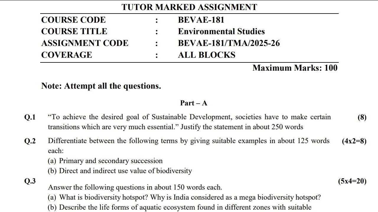 BEVAE-181 BBA Solved Assignment 2025-2026| IGNOU BBA 1st Semester Assignment Solution 2k25 Video