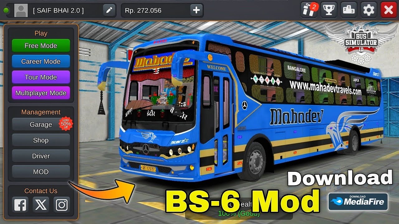How To Add Bussid BS-6 Mahadev Mod Release For Bus Simulator Indonesia | BS-6 Mod 🔥