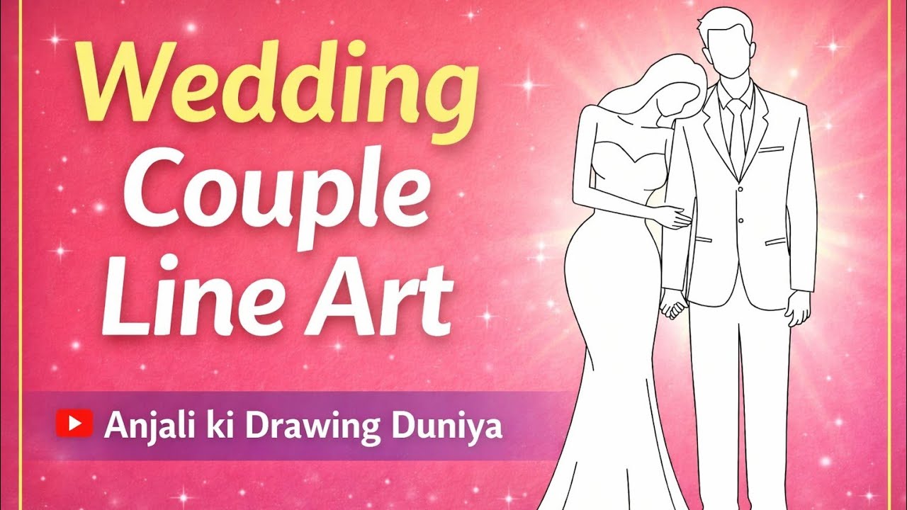 ❤️Beautiful Wedding Couple Line Art Drawing | Easy Couple Sketch Tutorial | Anjali ki Drawing Duniya
