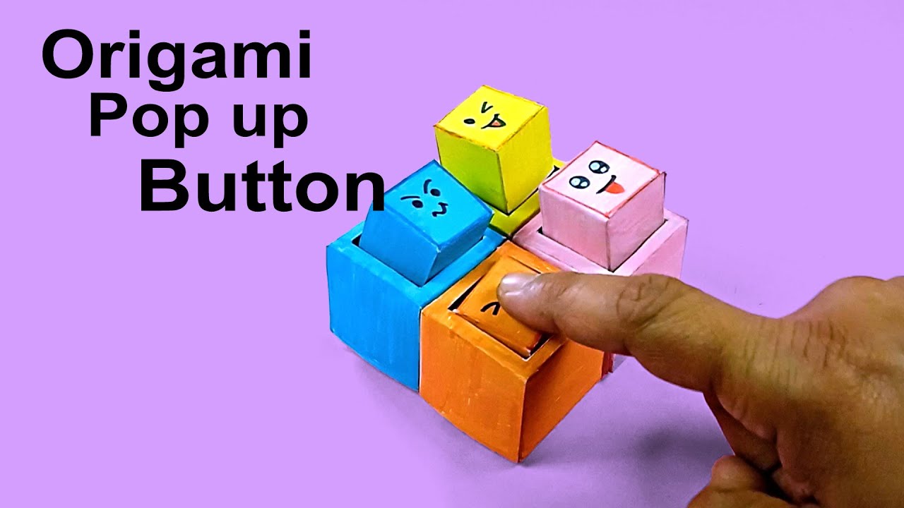 how to make DIY Origami Pop up Button | PAPER BUTTON TOY ORIGAMI