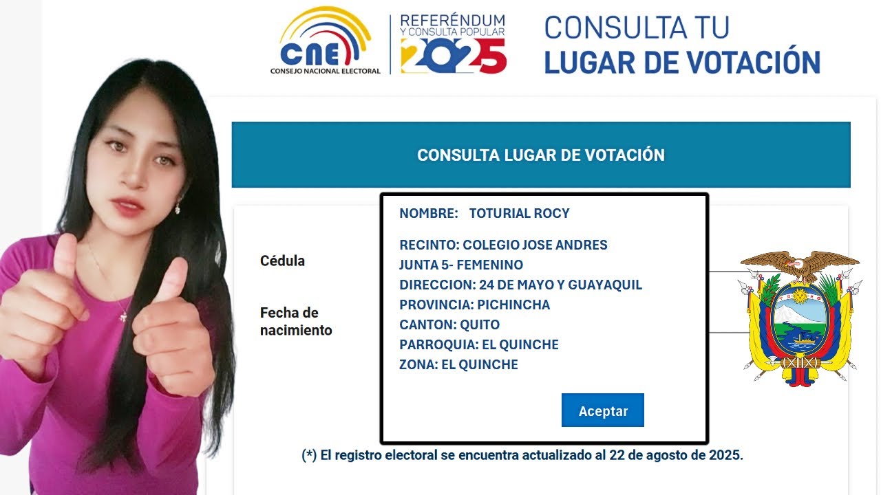 Consulta tu Lugar de Votaci&oacute;n CNE Elecciones Ecuador 2025 || Saber si eres miembro de mesa 2025