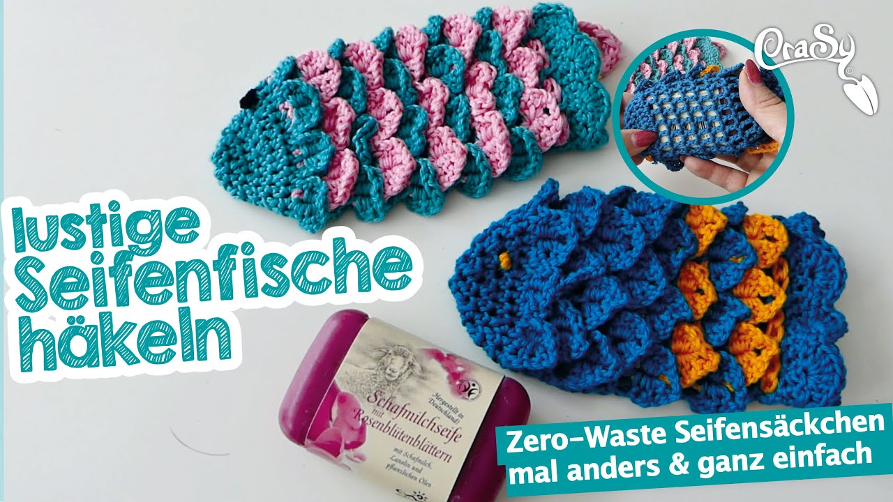 lustige Seifenfische häkeln, Badeschwamm häkeln, DiY Geschenk #DiYBeauty #zeroWaste #einfachhäkeln