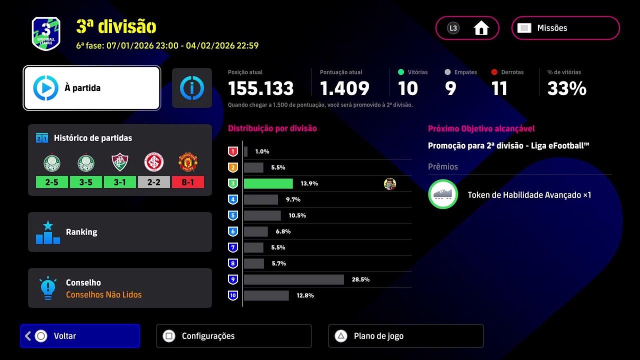 eFootball 2026 subindo divisão