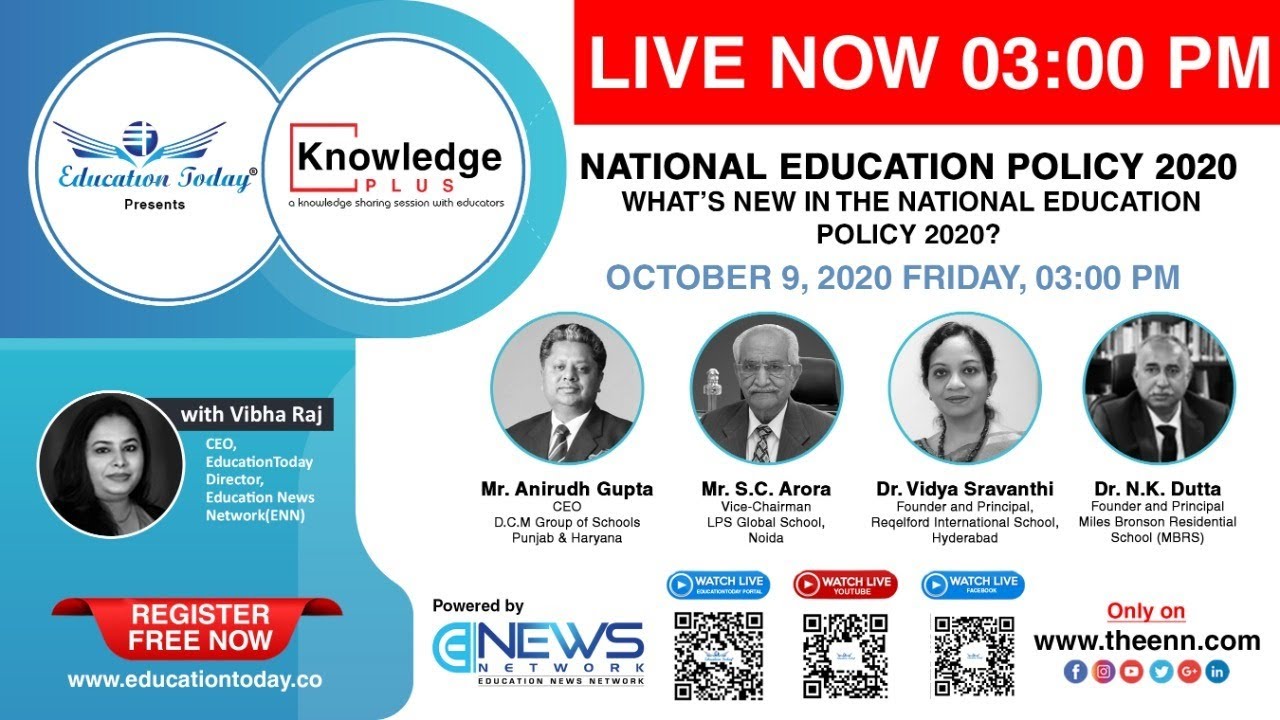Live -  National Education Policy 2020 | Education News Network | October 9th