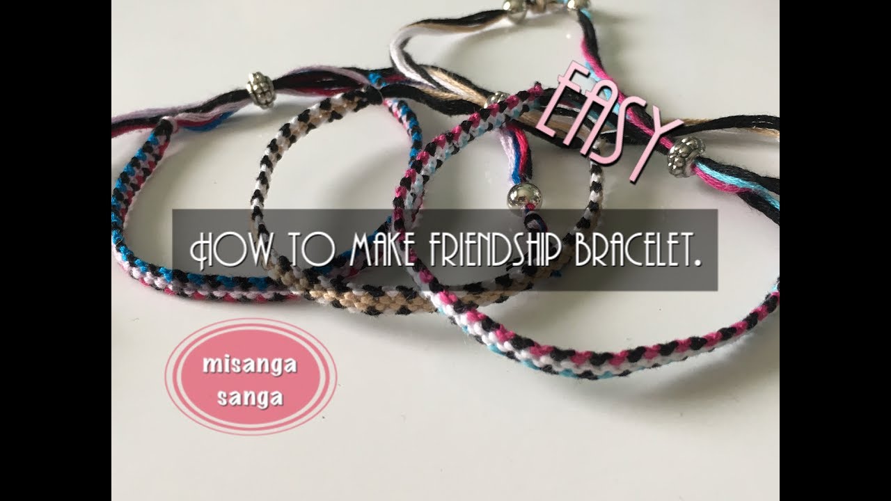 【簡単】5本で作る簡単ミサンガの編み方〜How to make friendship bracelet.easy,