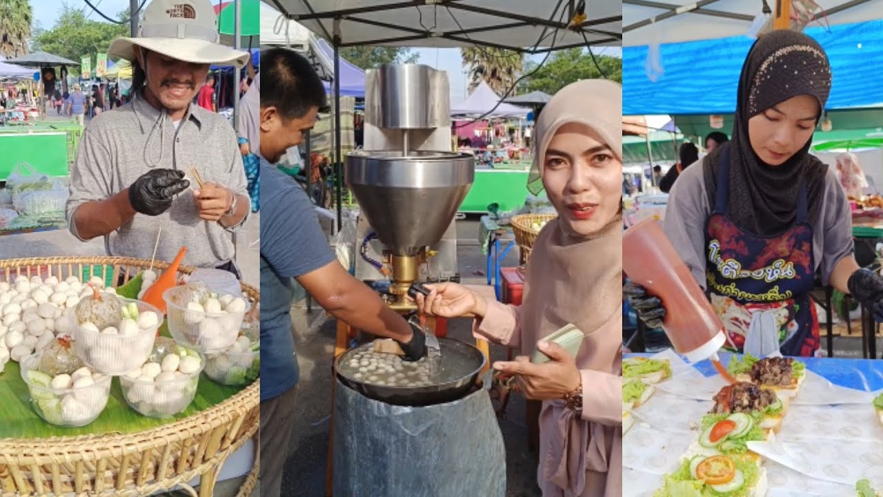 Pasar makanan di tepi pantai Panarik Pattani