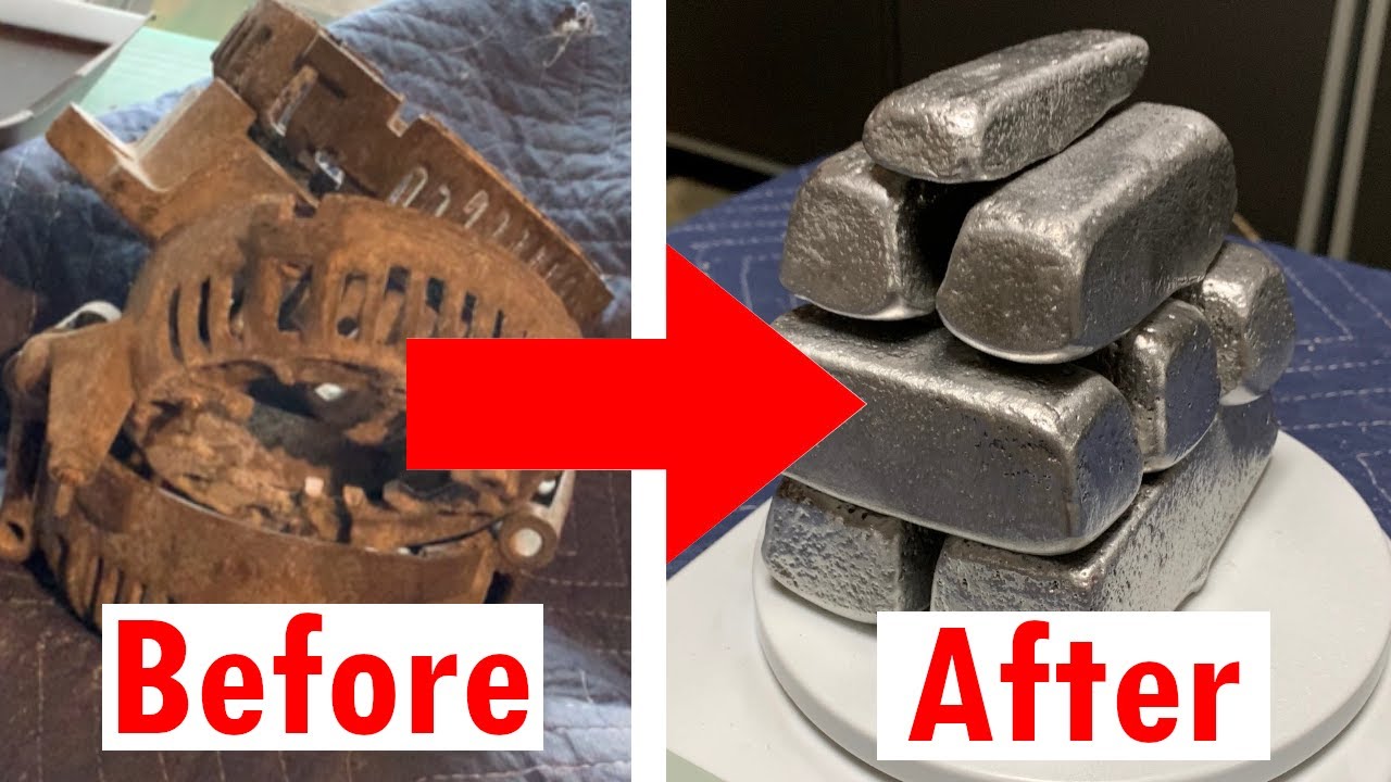 Melting Scrap Alternator Casings | Trash to Treasure | Aluminum Melt 2