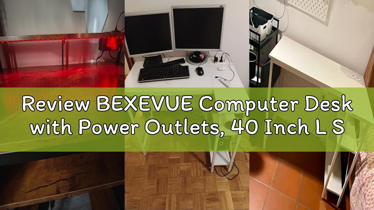 Review BEXEVUE Computer Desk with Power Outlets, 40 Inch L Shaped Desk with Reversible Shelves, Gami