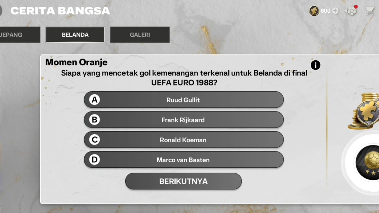Kunci jawaban trivia cerita bangsa Belanda, Gacha harian