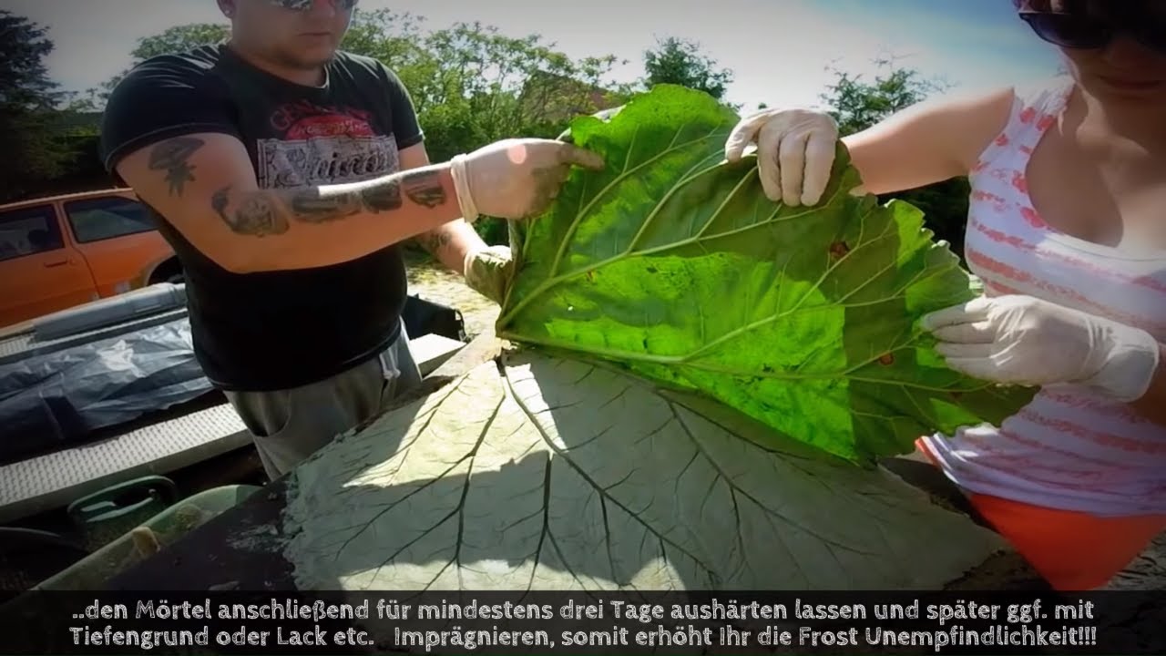 Rhabarberblatt als [Deko, Vogeltränke, Schale] aus Beton ;oP..!!!
