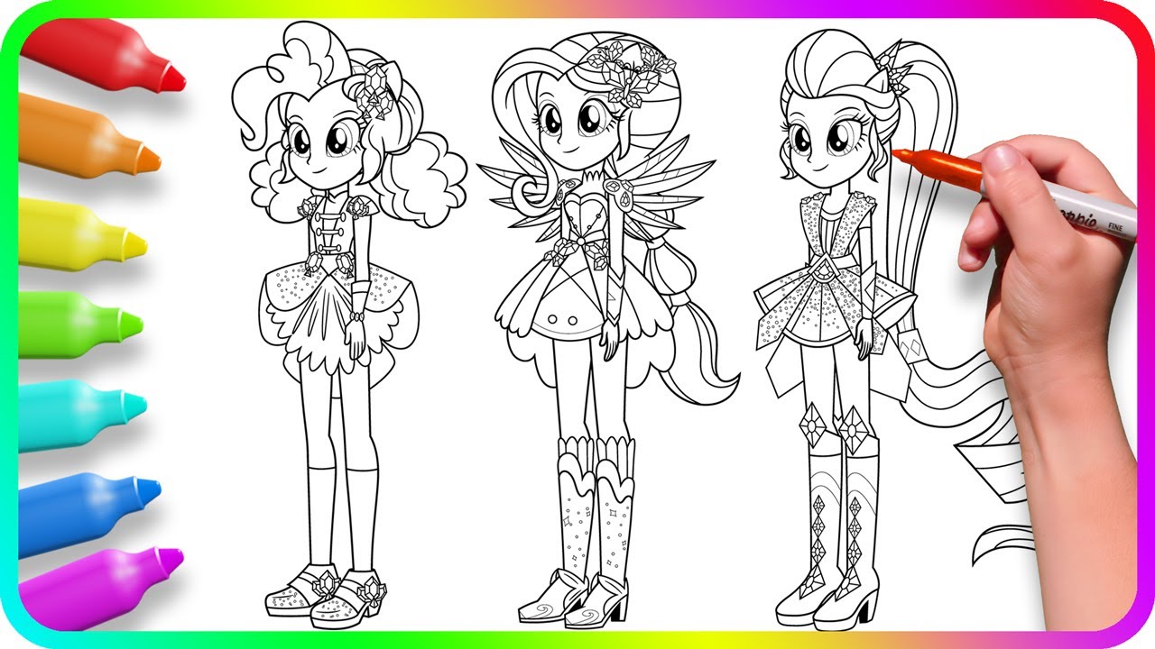 Coloring Pages EQUESTRIA GIRLS | How to draw My Little Pony Pinkie Pie | Easy Drawing Tutorial | MLP