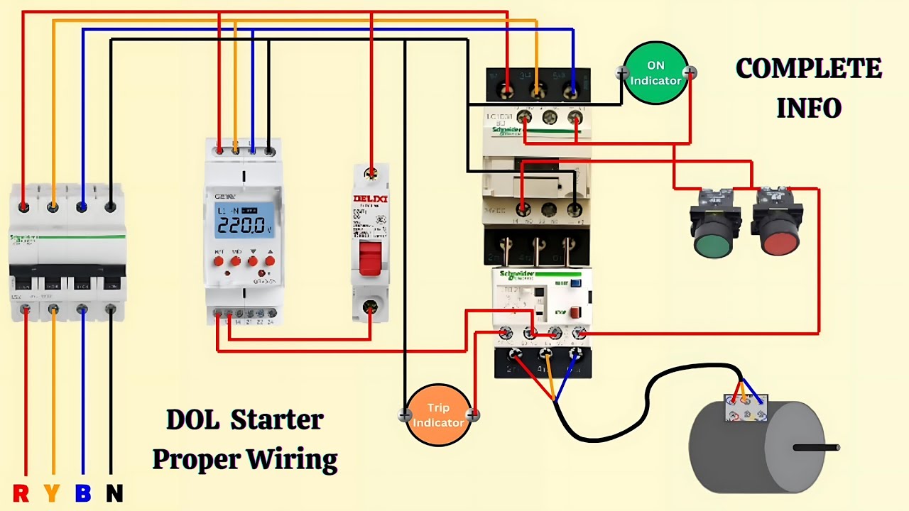 DOL Starter Control Circuit | DOL Starter Push Buttons Connection Complete Details