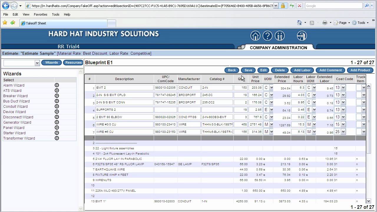 Electrical Estimating Software Product Demonstration