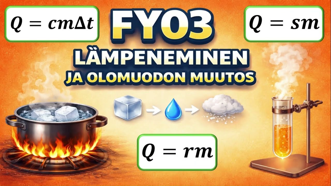 🔴 FY3 l&auml;mpeneminen ja olomuodon muutos selke&auml;sti 🔥 YO-esimerkki (FY03 Fysiikka) 🎯
