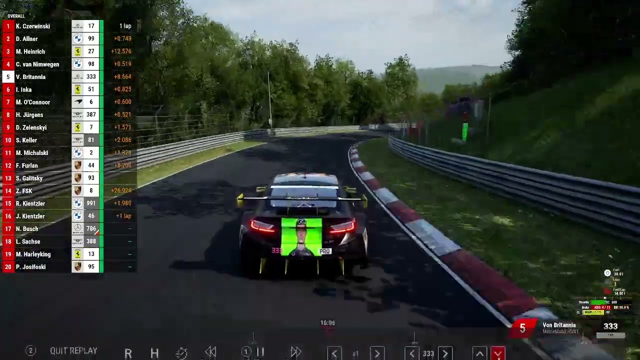 ACC Lexus craze - Last 2 podium 2 being dive bombed on a public lobby N24