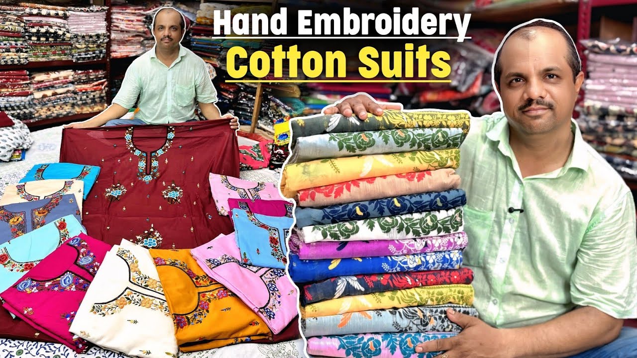 100% Cotton Phulkari & Jamdani Suit Wholesaler - Unstitched 3 Piece Suit - Handwork Suit Collection