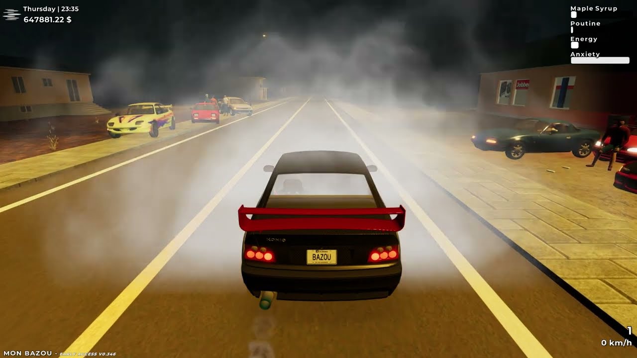 Mon Bazou brake stand smoky burnout donuts