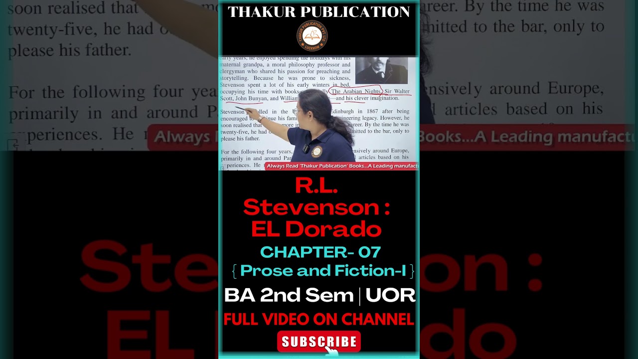R.L. Stevenson: El Dorado | Prose and Fiction-I | Unit 2 Chap 7 #shortsfeed #shorts #shortvideo
