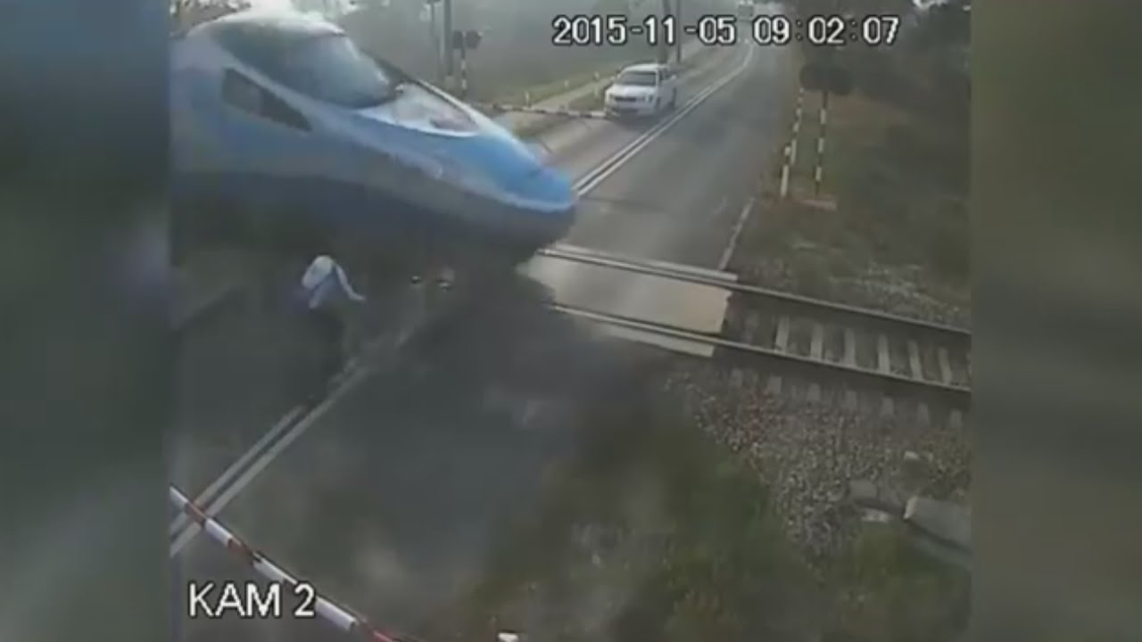 Cyclist thrown from bike after crashing into high-speed train in Poland