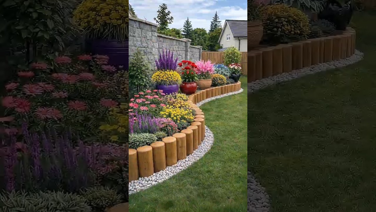 Beautiful Curved Flower Bed Garden Design | Simple Backyard Landscaping Idea #gardendesign #backyard