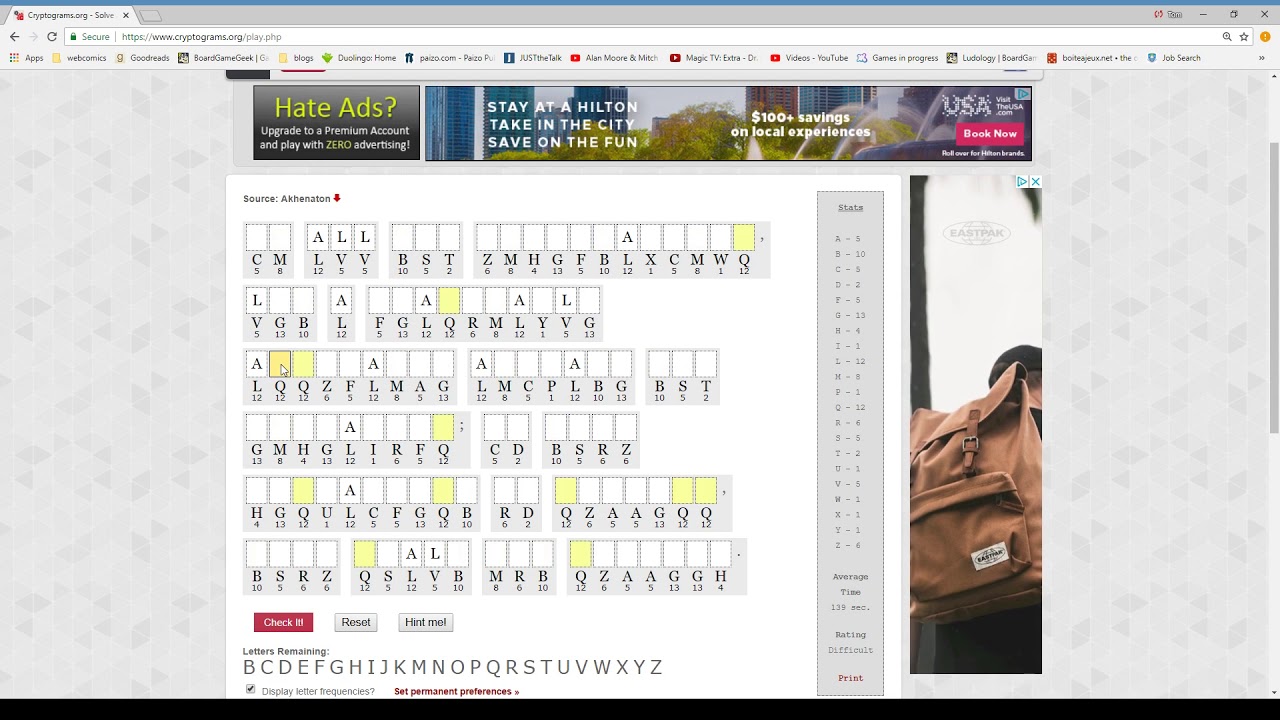 Solving 15 cryptograms in 10 minutes