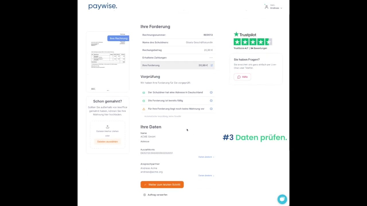 paywise-lexoffice-Anbindung: Rechnungen in Sekunden ins Inkasso übergeben