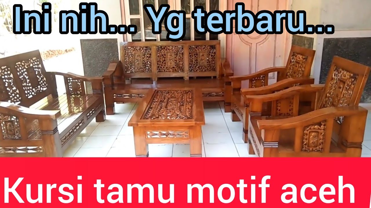 kursi tamu kayu minimalis motif aceh