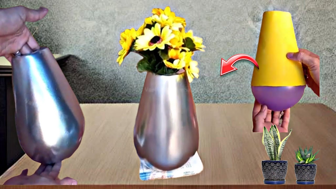COMO FAZER VASO DECORATIVO DE GESSO E BEXIGA | FAÇA VOCÊ MESMO VASO DECORATIVO DE GESSO E BALÃO