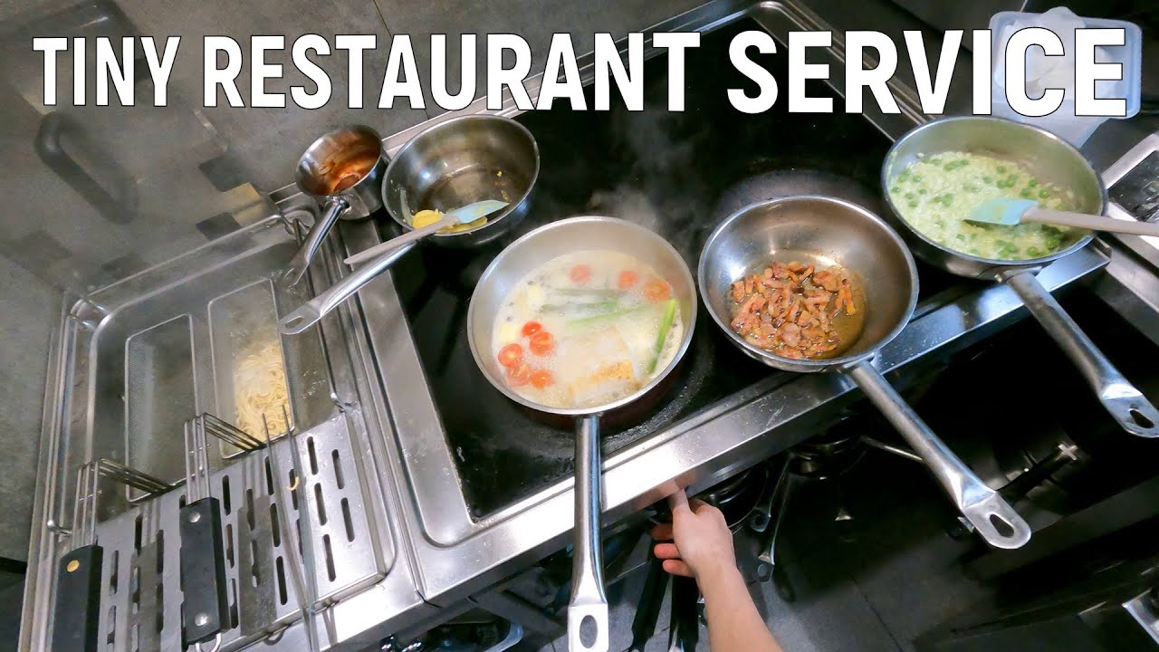 (POV) Tiny restaurant service