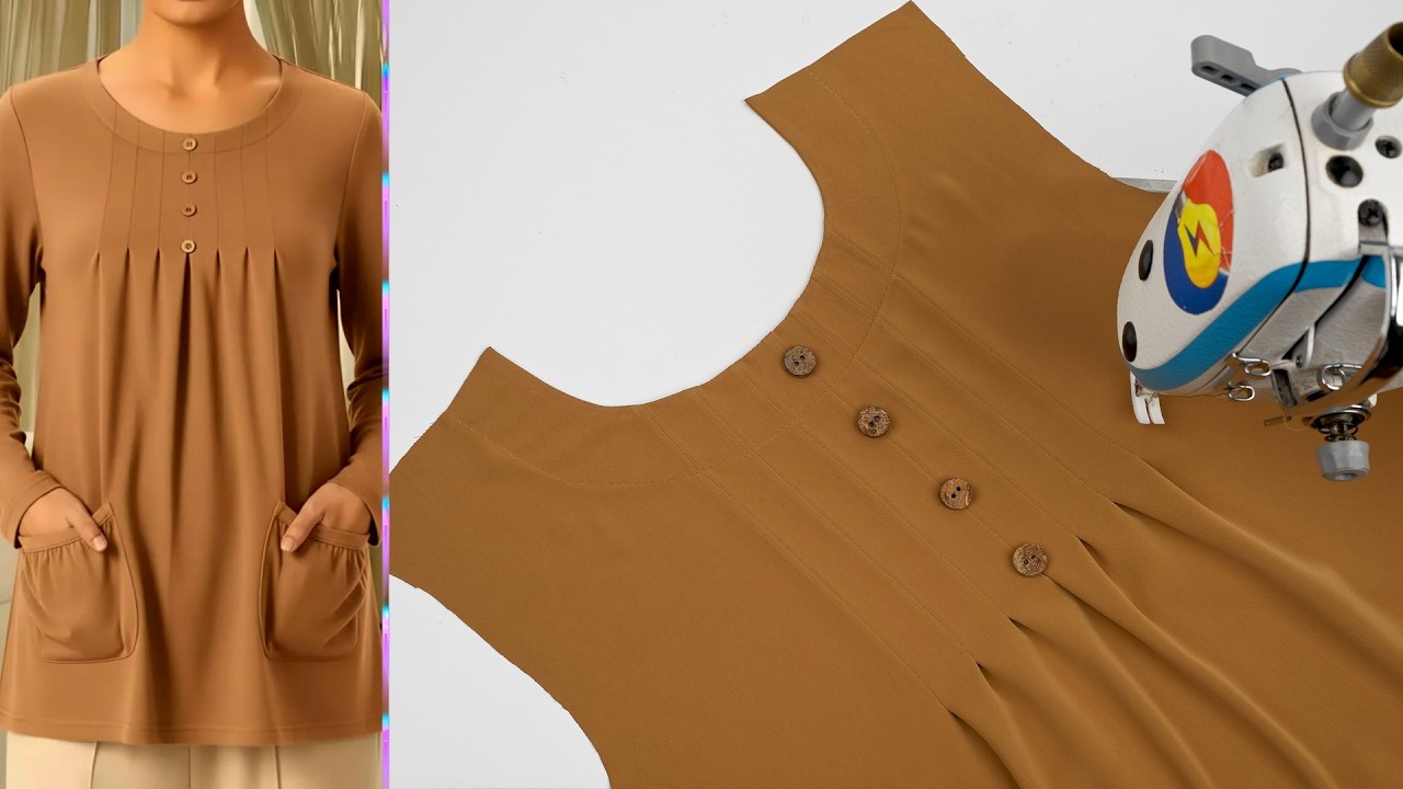 How to Cut and Sew a Perfect Women's Neck Design with Pintucks | Sewing Tutorial and Techniques