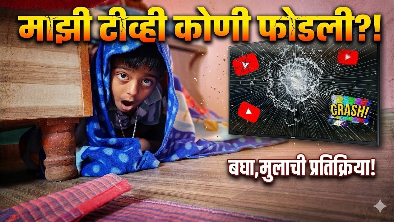 Smart Tv फोडून माऊली लपून बसला 🫣मम्मी पप्पा कोमात -माऊली तनु जोमात 💯
