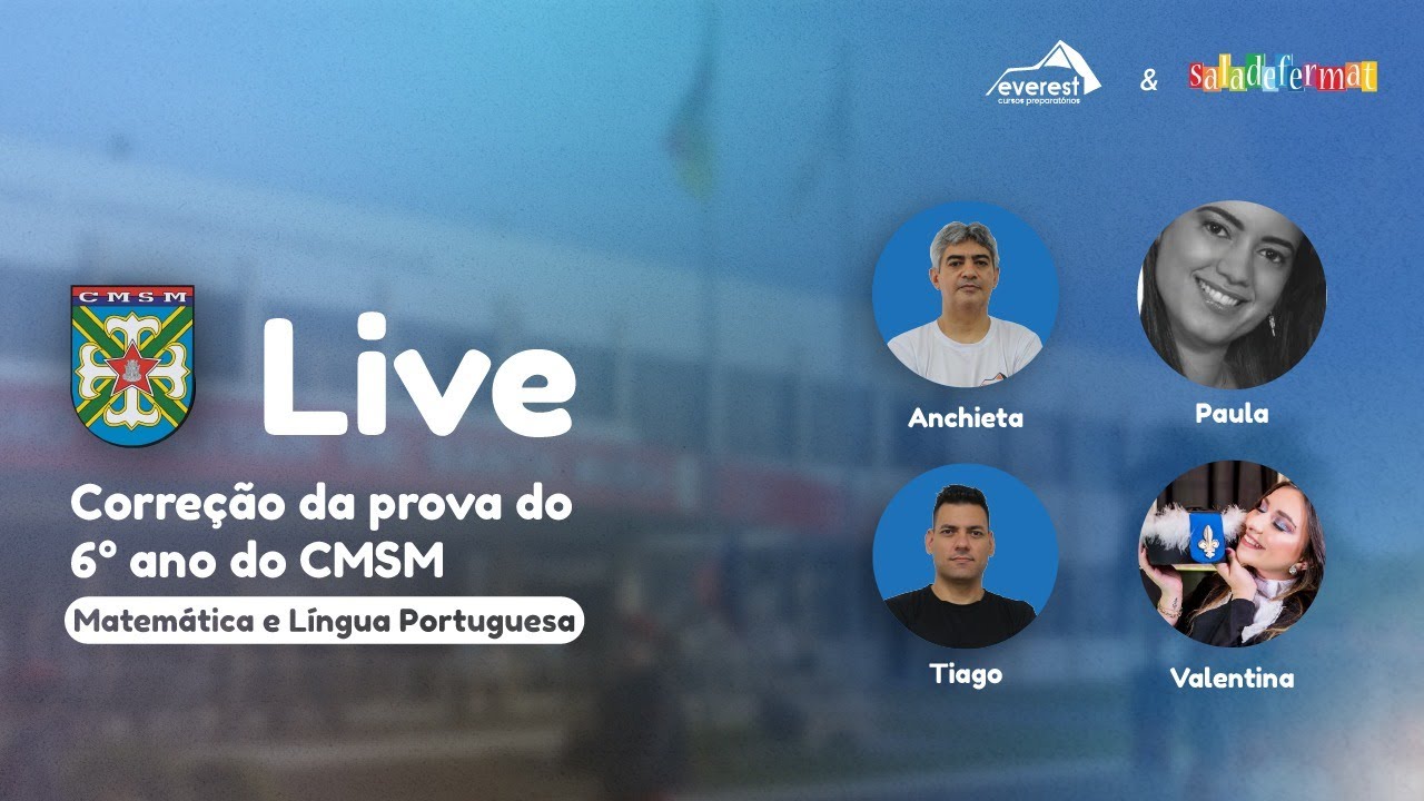Correção da Prova do 6º ano do concurso ao Colégio Militar de Santa Maria (CMSM) 2022-2023