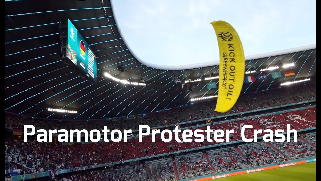 Protester on Paramotor Crashes at European Championship at Allianz Arena - #paramotor #crash