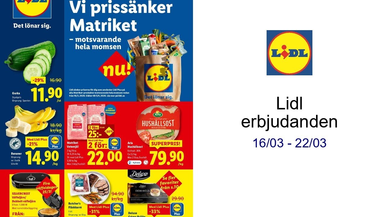Lidl erbjudanden 16/03 - 22/03