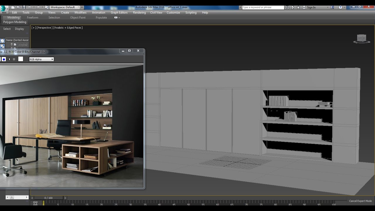 3dsmaxTutorials, Tutorial on 3D Modeling an Office Interior Furniture in 3dsmax ( Part 1)