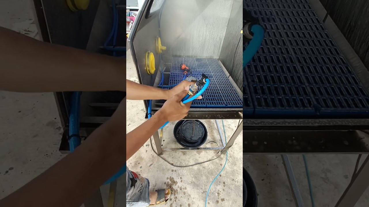 การทำงานตู้ยิงทรายน้ำ | ช่างบิว อุตรดิตถ์-ตู้ยิงทราย