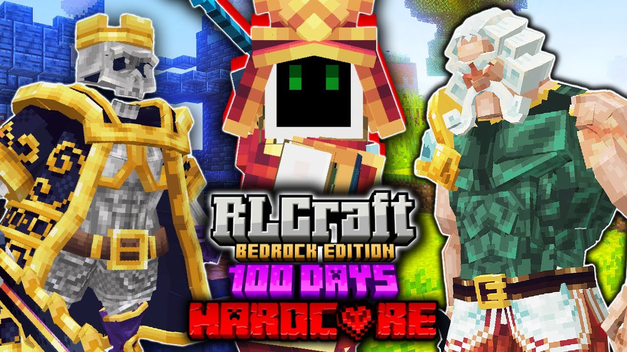 I Survived 100 Days In RLCRAFT BEDROCK Hardcore!  (and beat it)