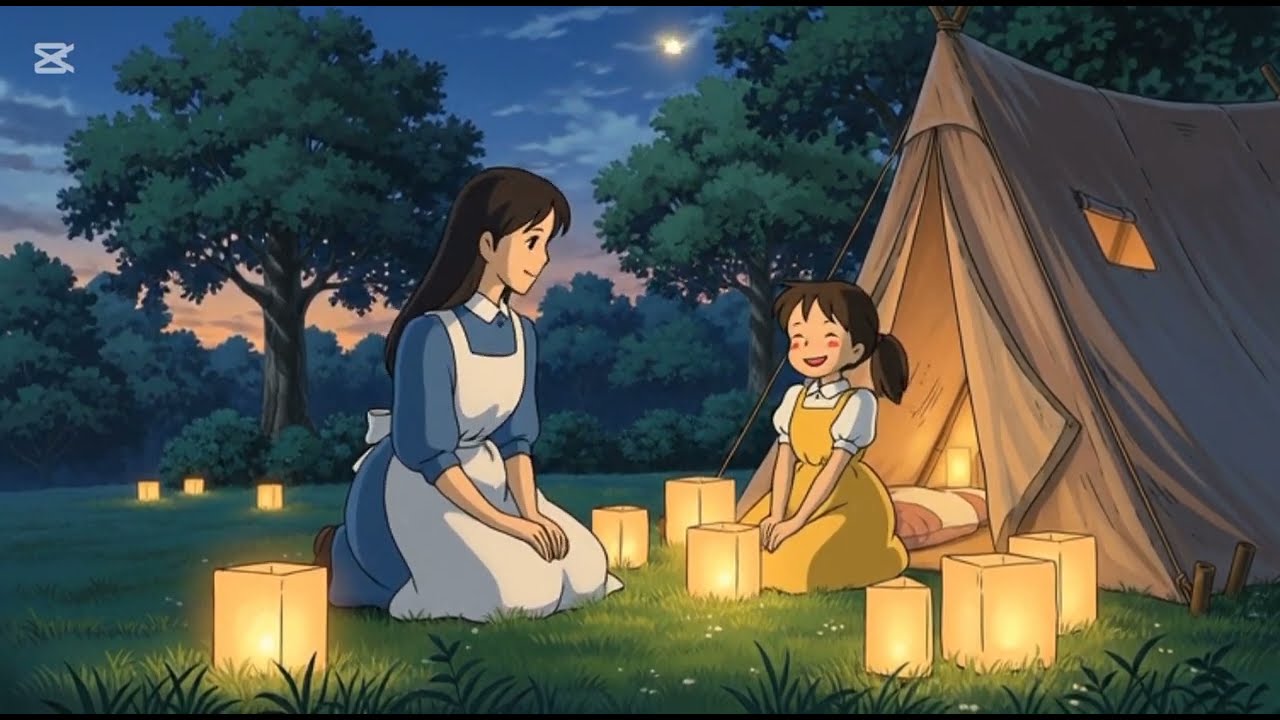 Night Dinner in Mountains 🌌 | Camping & Cooking Under Stars | Ghibli Style Travel