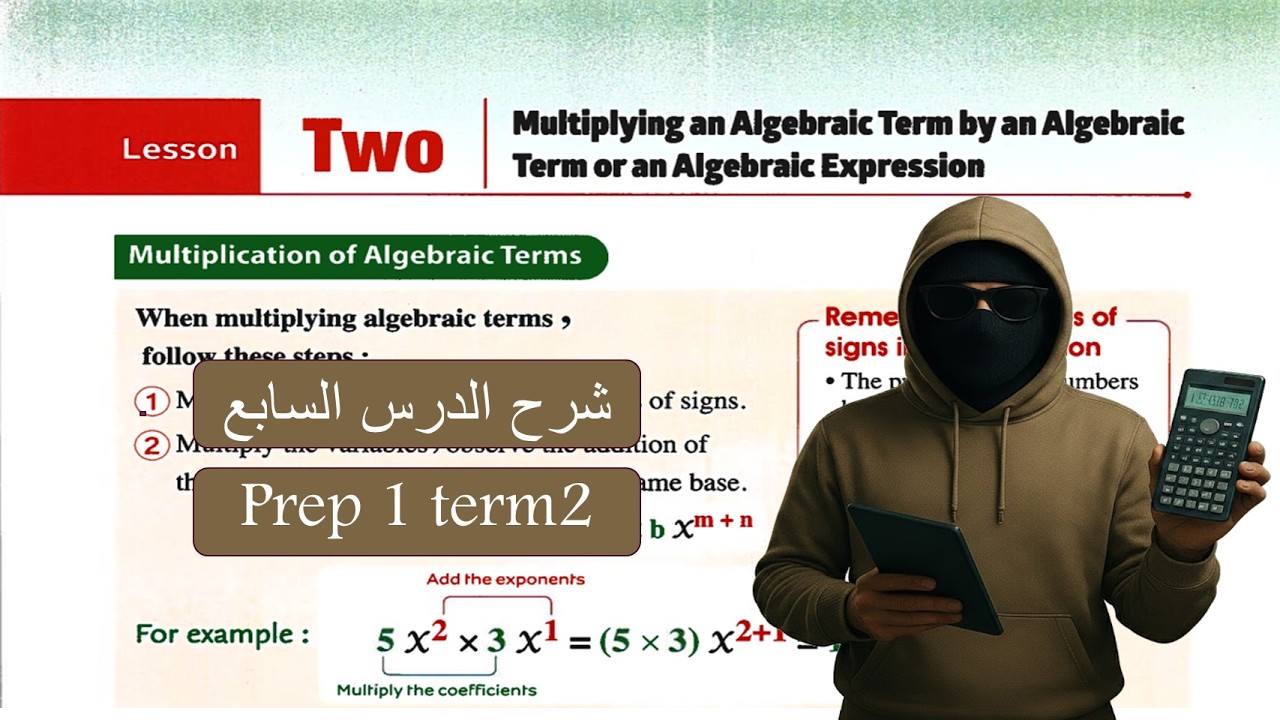 Math prep1-Term2-lesson 7 -multiplying term by term or expressionشرح ماث 1 اعدادي لغات الدرس6 2026