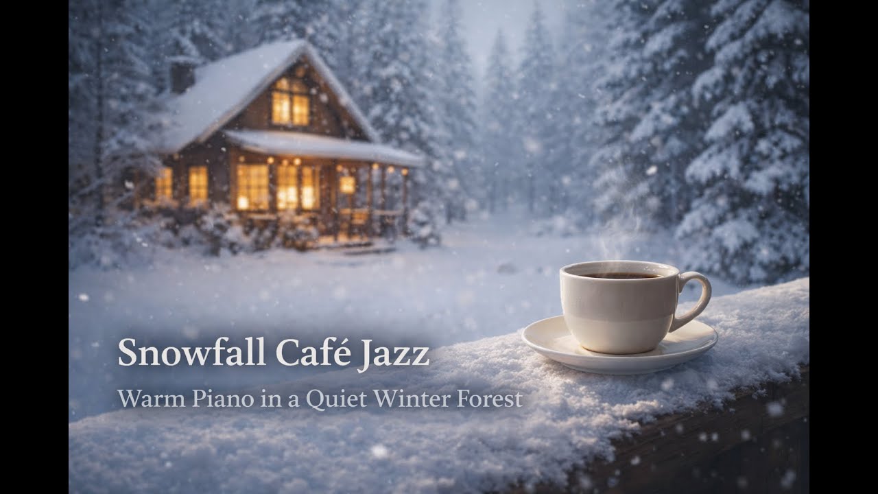 Snowfall Café Jazz ❄️ | Warm Piano in a Quiet Winter Forest